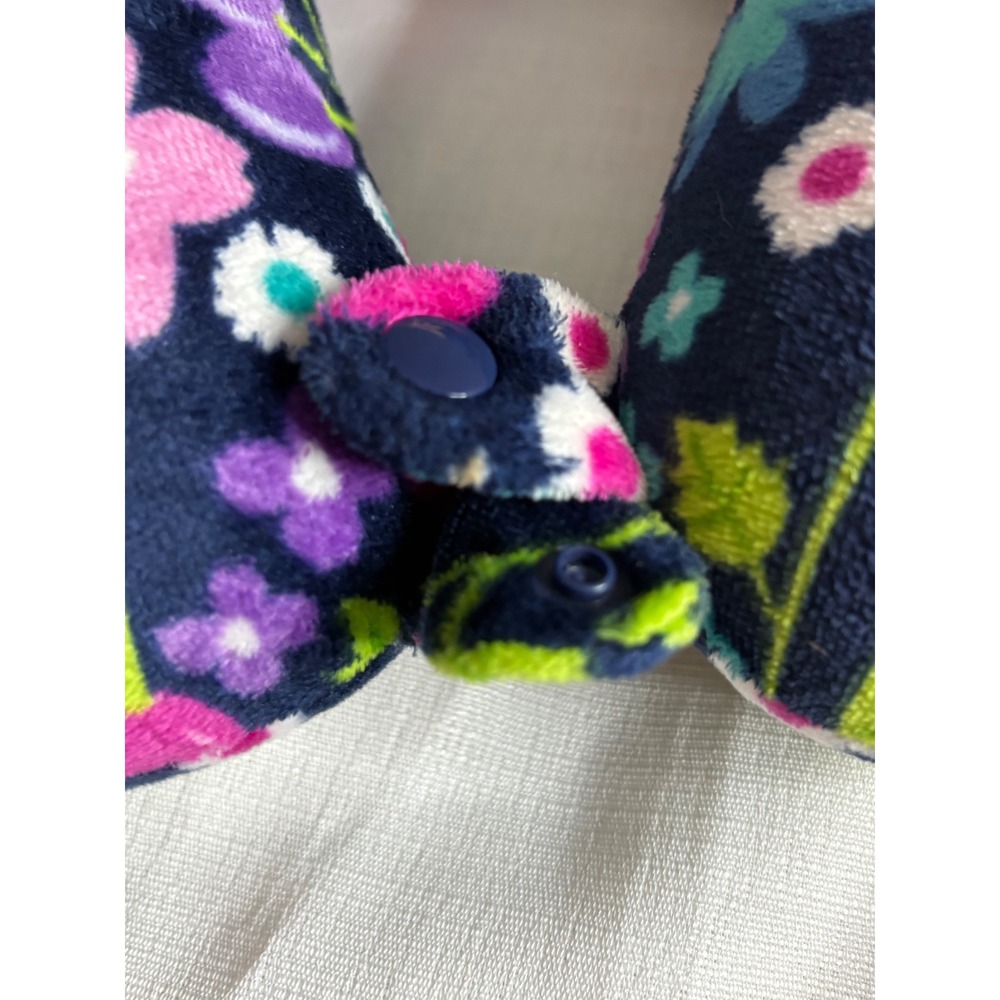 Wolf Essentials Floral Fleece Travel Neck Pillow Navy Blue Multi Color Snap - Picture 4 of 4